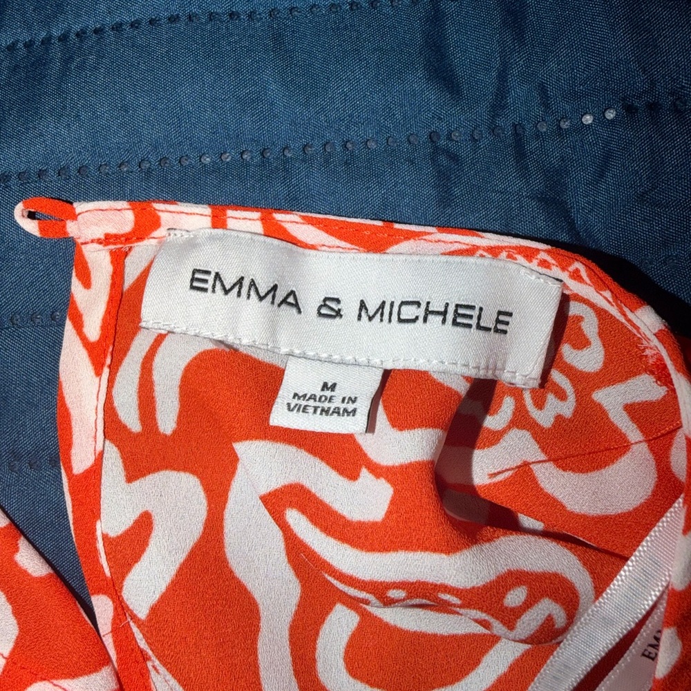 Emma & Michele Vibrant Orange and White Patterned Dress